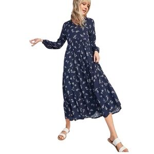 Size Medium Blue Floral Midi Dress. Old Navy.